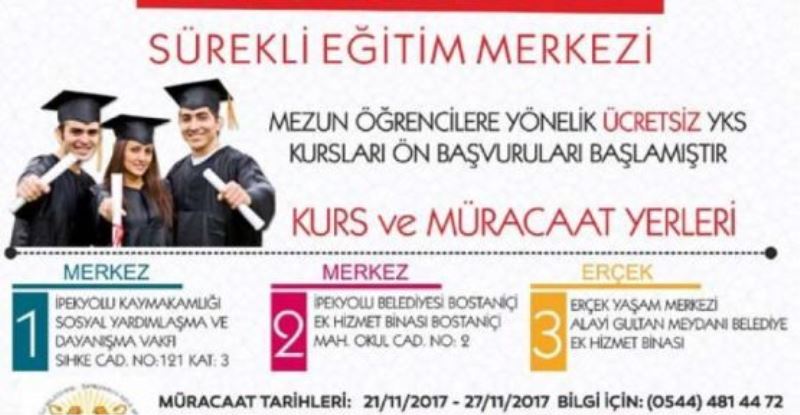 İpekyolu Belediyesi’nden, kurs programı…