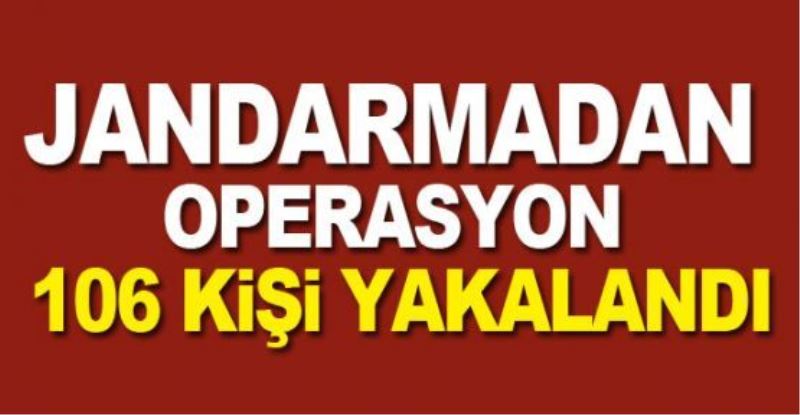 Jandarmadan operasyon 106 kişi yakalandı