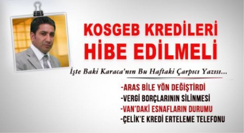 KOSGEB KREDİLERİ HİBE EDİLMELİ