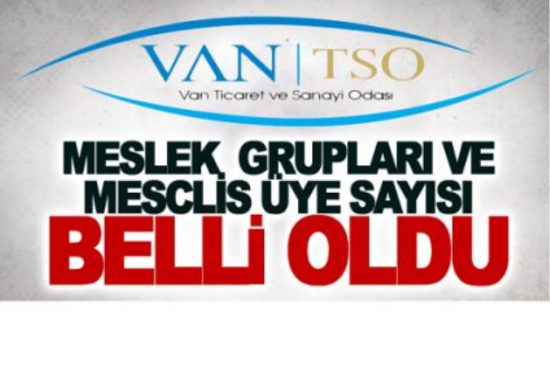 Van TSO meslek grup ve meclis üye sayısı