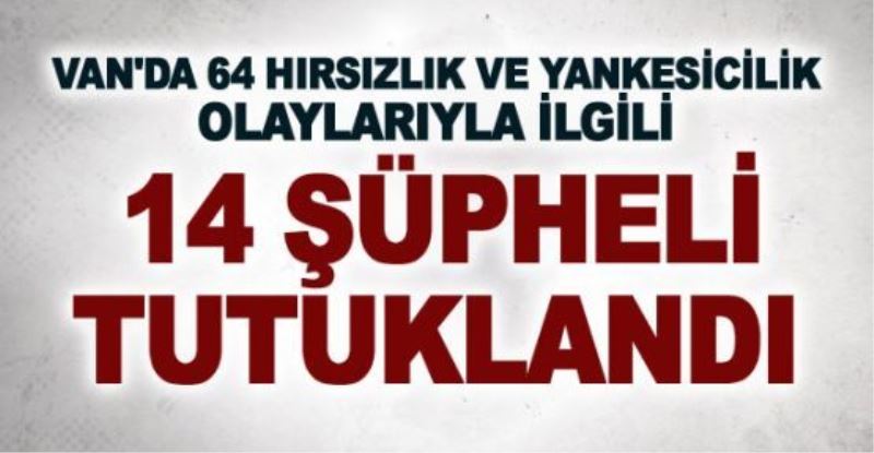 Van’da 64 hırsızlık ve yankesicilik olaylarıyla ilgili 14 şüpheli tutuklandı